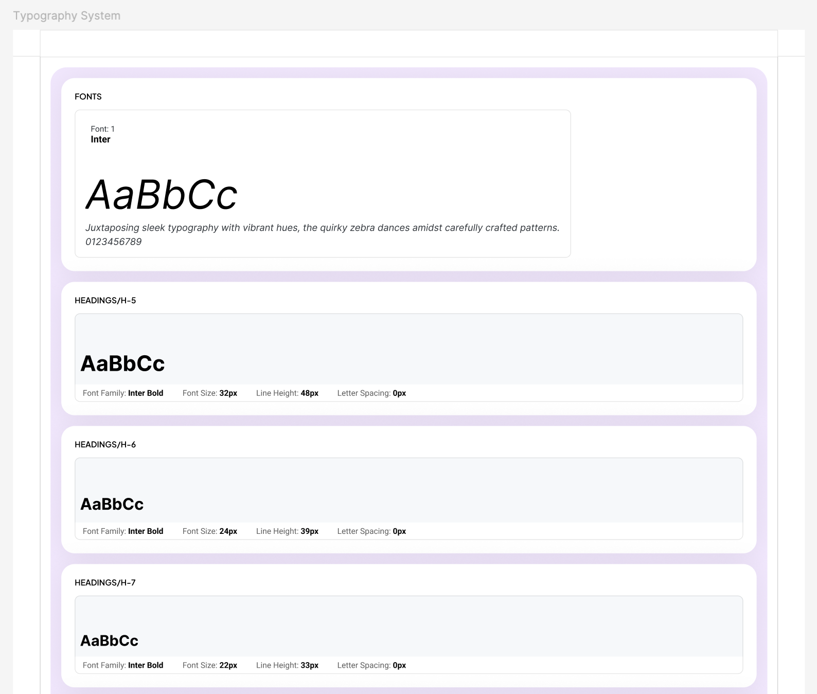 AppX typography system with font, heading scales, and text rules