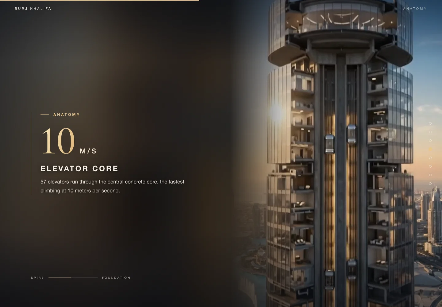 Anatomy chapter showing a structural cutaway of the Burj Khalifa alongside explanatory notes