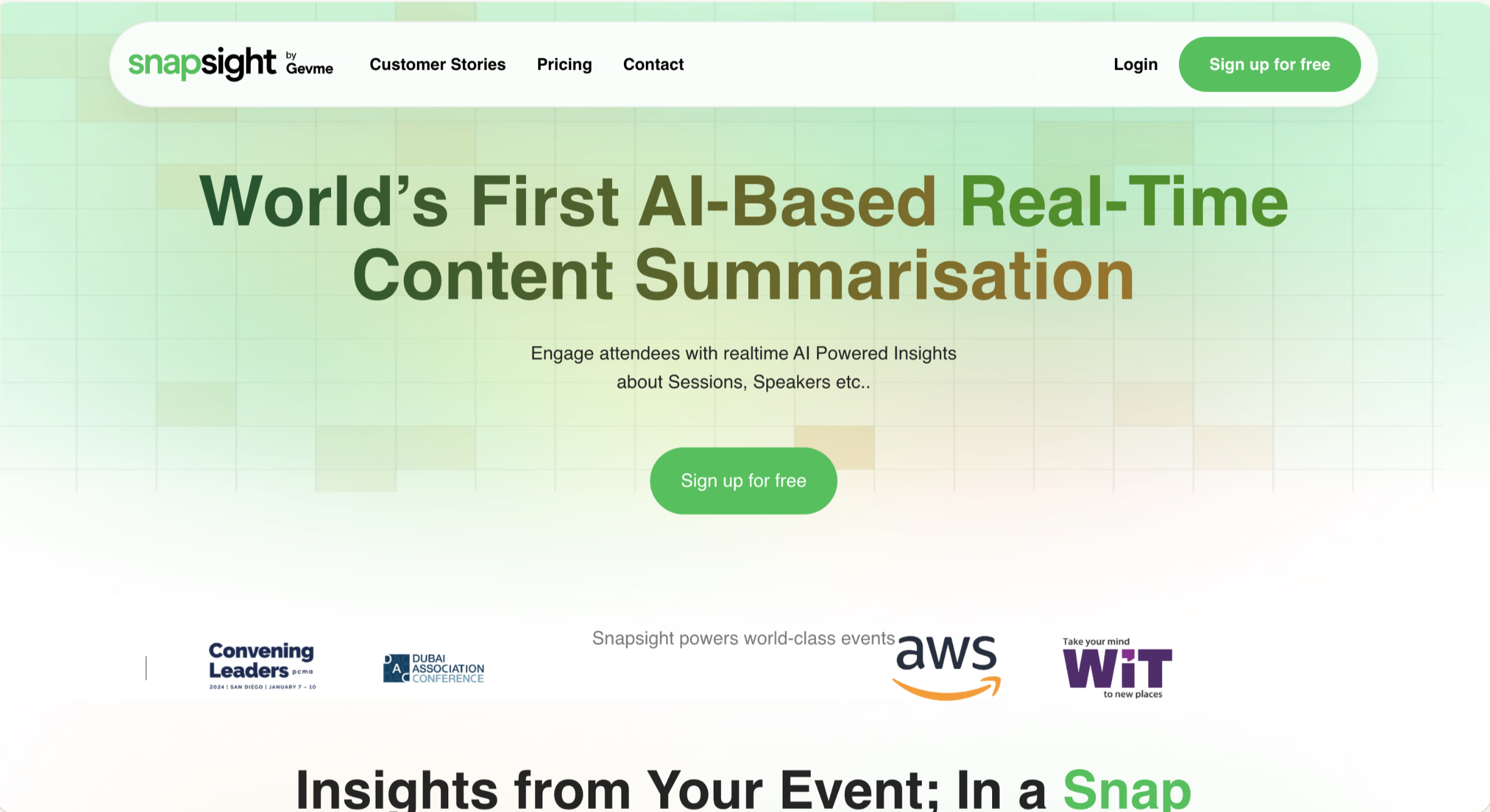 Original Snapsight homepage before the redesign