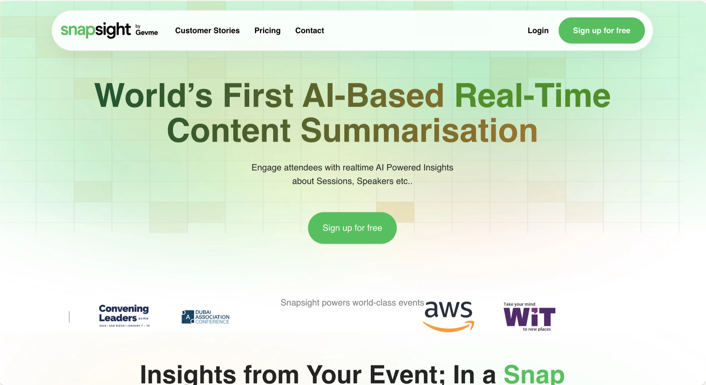 Original Snapsight homepage before the redesign